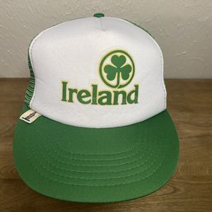 Vintage Shandon Headwear Ireland Hat Cap Irish Clover Mesh Foam Snapback Trucker